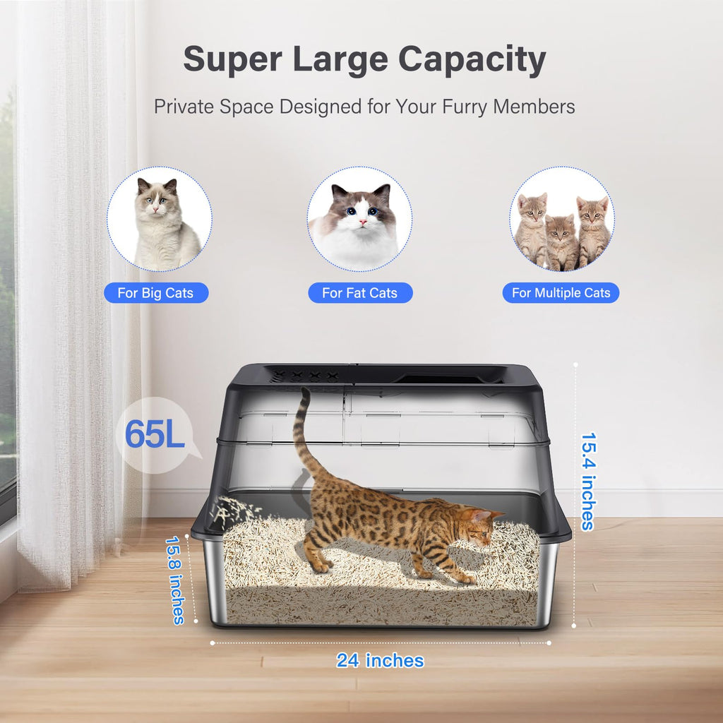 XL Stainless Steel Enclosed Cat Litter Box L515297