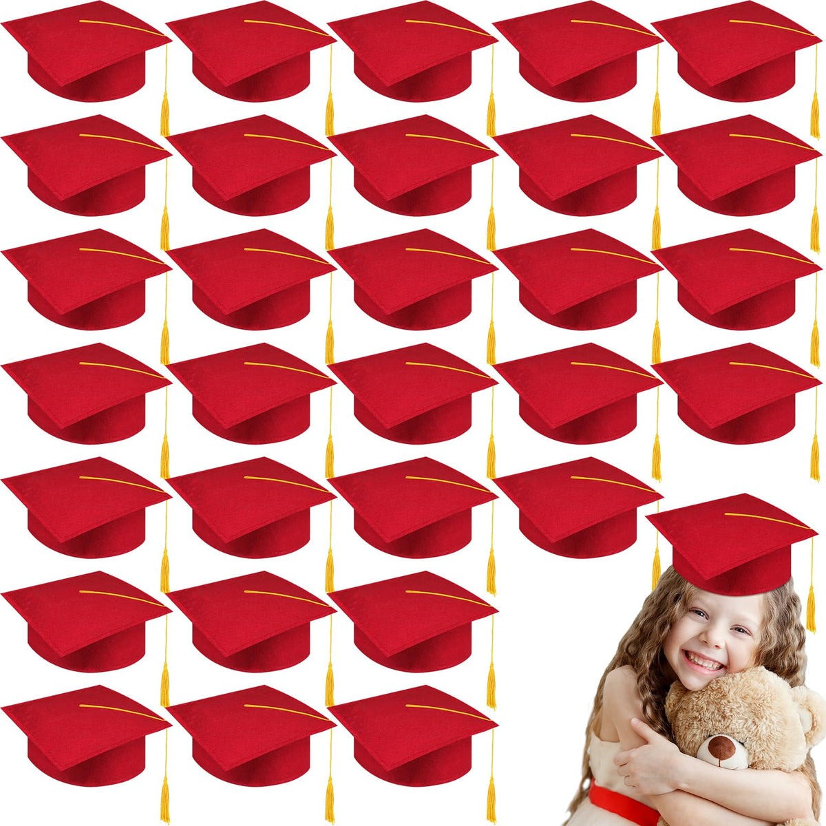 30 Pcs Child Size Felt Graduation Caps Y735452