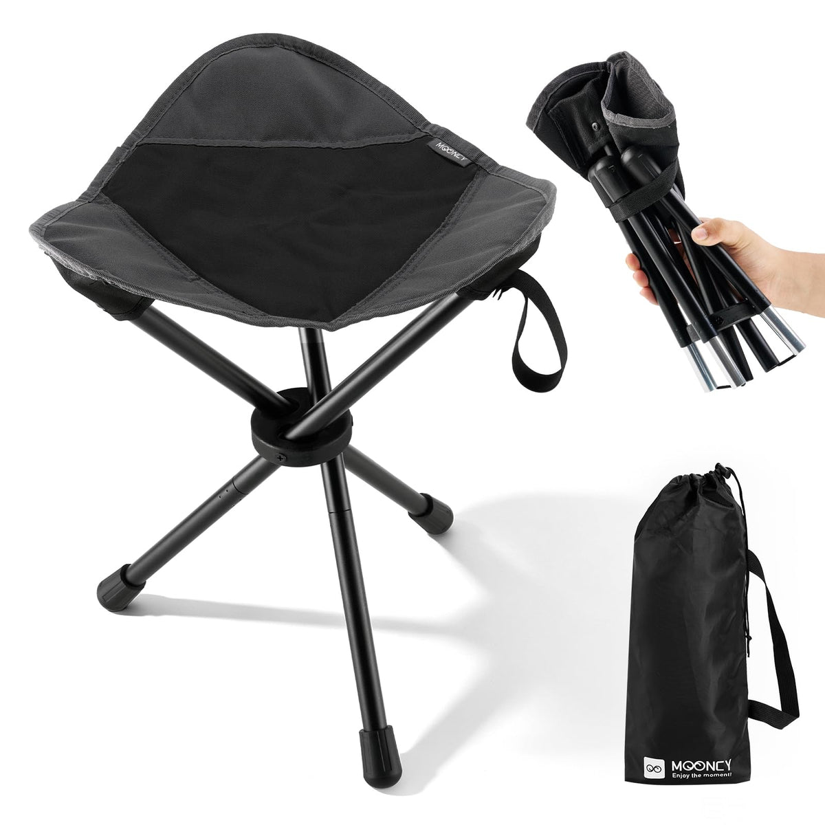 18"×14.5" Aluminum Alloy Folding Camping Stool, Black M124137