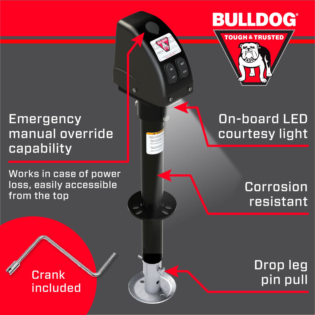 Powered Trailer Jack, A-Frame, 3,500 lbs. Lift Capacity, Bolt-On, 14 Inch Travel Z500