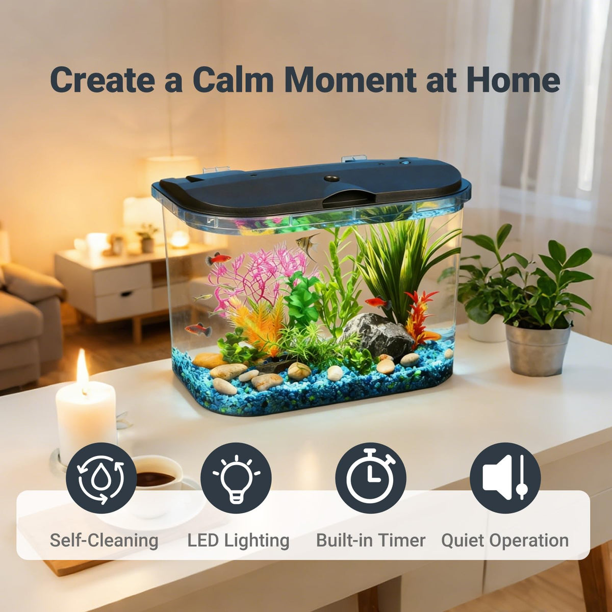 5-Gallon Aquarium Kit with LED Lighting and Power Filter M295361