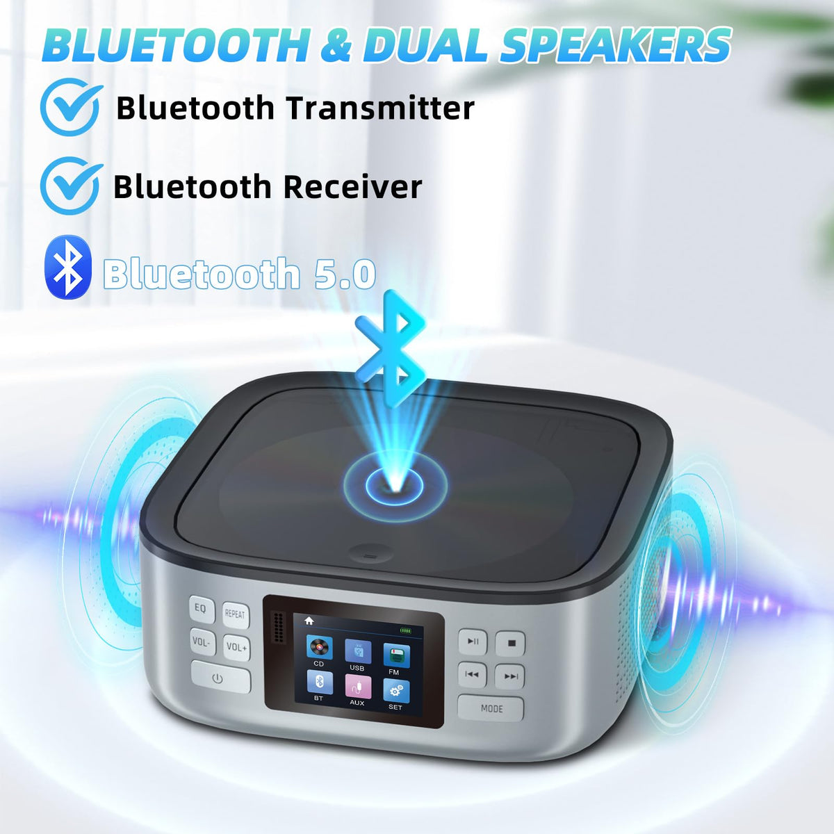 Portable CD Player with Bluetooth and LCD Screen P4827