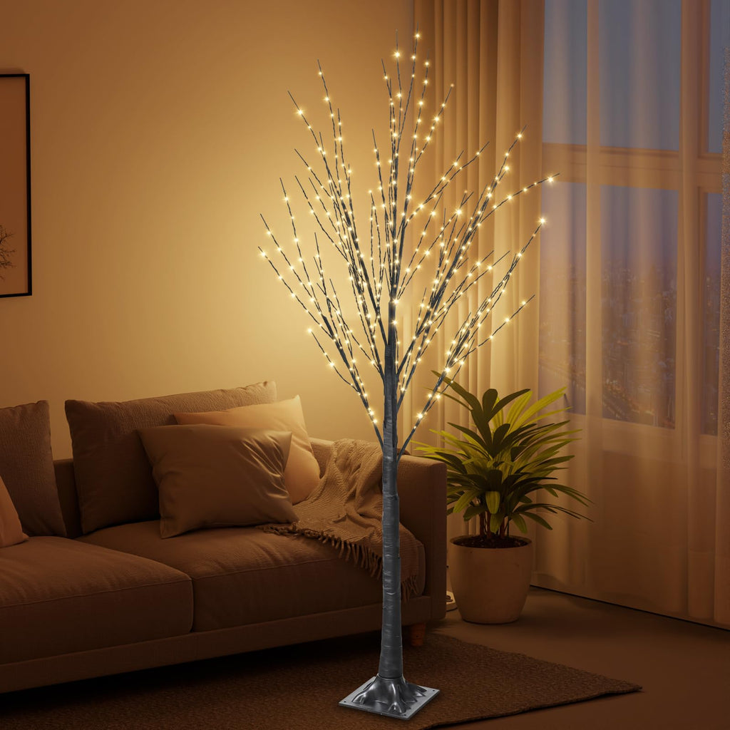 5FT Lighted Birch Tree with 400 LED Warm White Lights U528