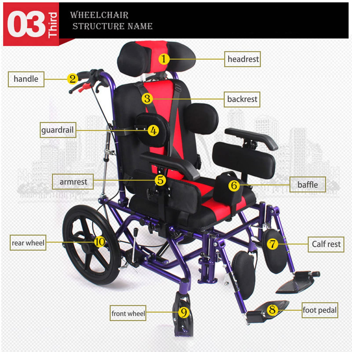 Lightweight Transport Wheelchair with Handbrakes, Flip Back Detachable Full Arms and Elevating Leg Rest X2623