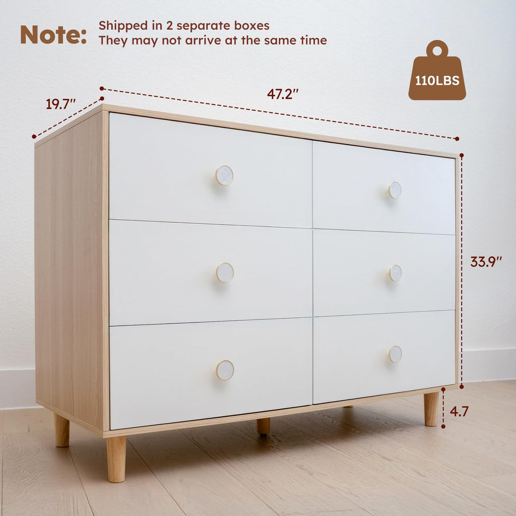 White 6 Drawer Baby Dresser Y481