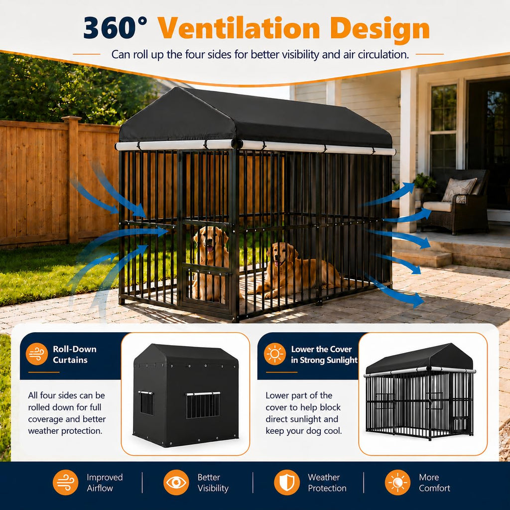 Heavy Duty Outdoor Dog Kennel with Cover J95318