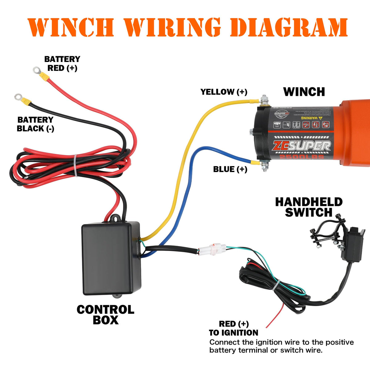 2500 lb Electric Winch 30ft Synthetic Rope 12V DC R3145