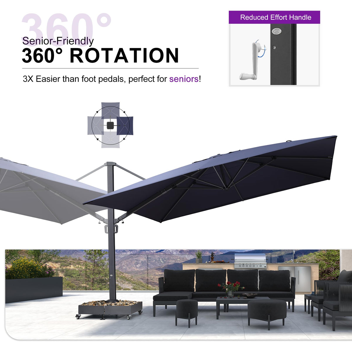 13' X 13' Navy Blue Cantilever Patio Umbrella L878