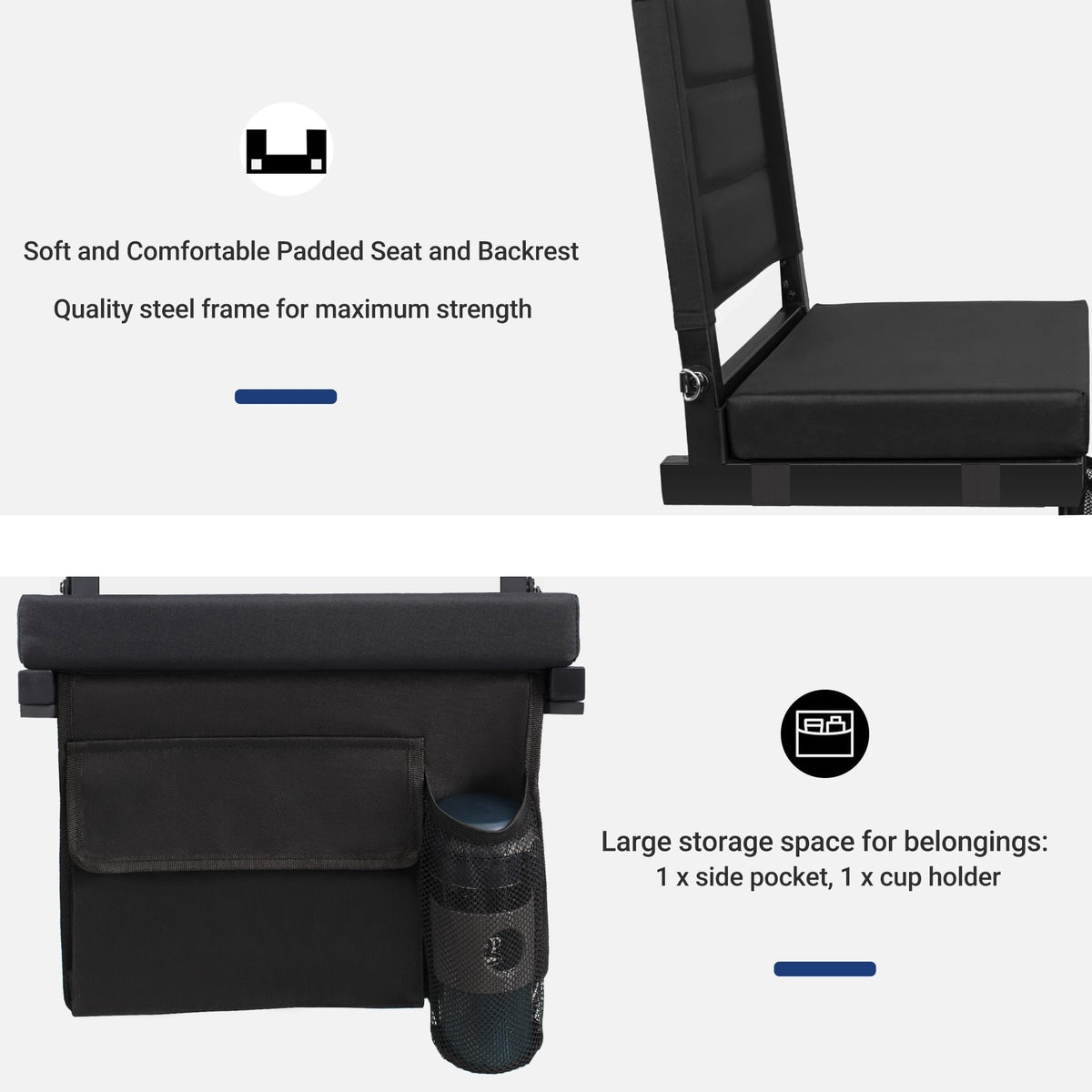Bleachers Stadium Seat with Back Support and Cushion K4803