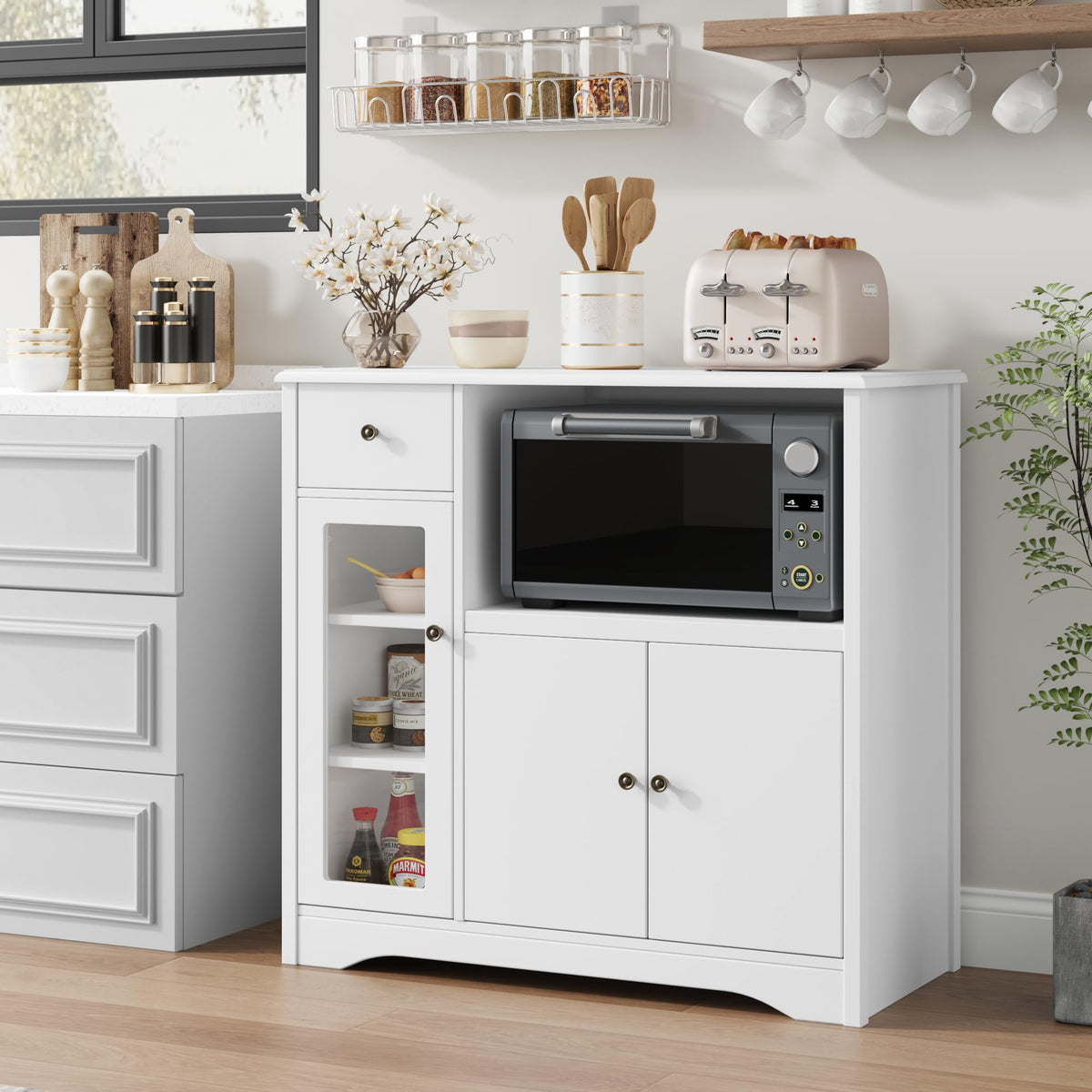 White Microwave Cabinet L910817