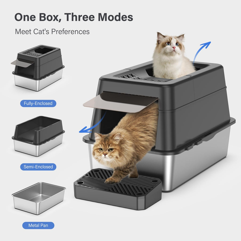 XL Stainless Steel Enclosed Cat Litter Box L515297