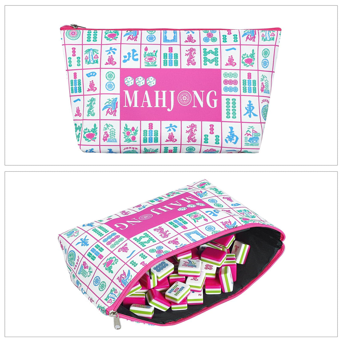 166 Acrylic Engraved Mahjong Tile Set with Carrying Bag J4787