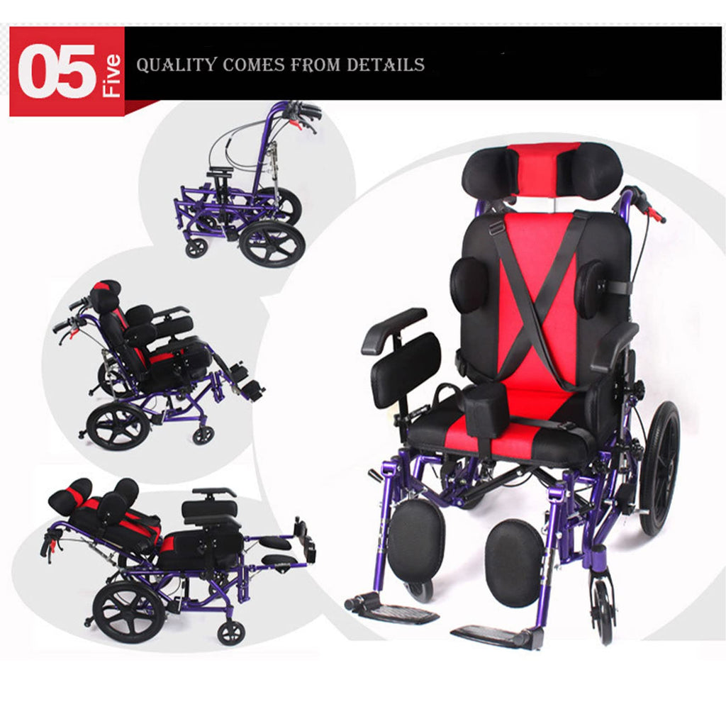 Lightweight Transport Wheelchair with Handbrakes, Flip Back Detachable Full Arms and Elevating Leg Rest X2623