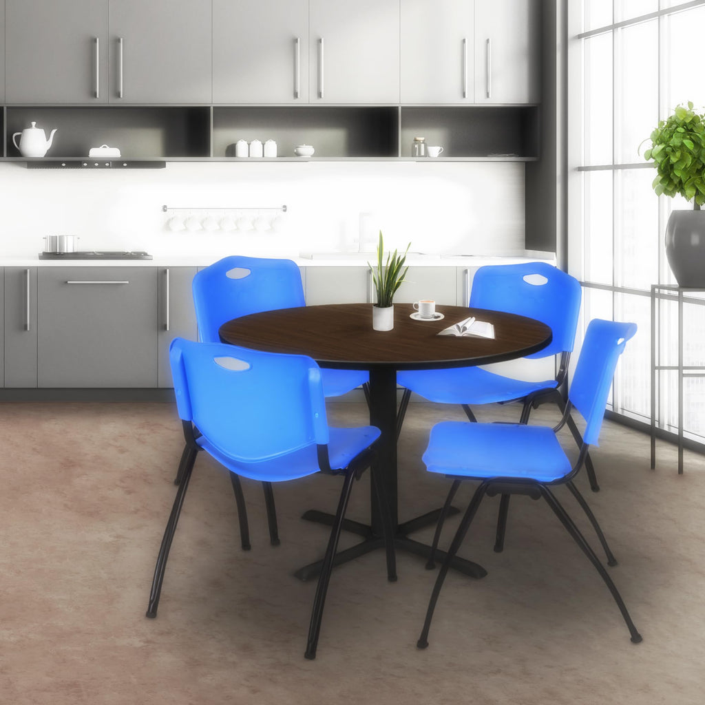 48 in. Round Breakroom Table with Laminate Top and Steel X-Base D7781