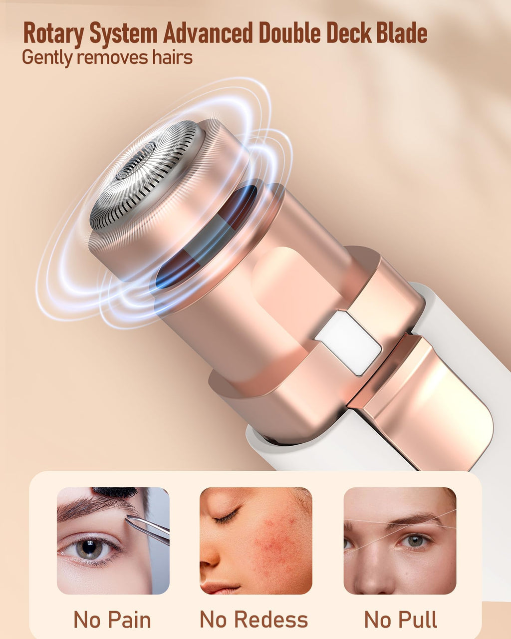 2 in 1 Rechargeable Eyebrow Trimmer Facial Hair Remover with LED Light R418036