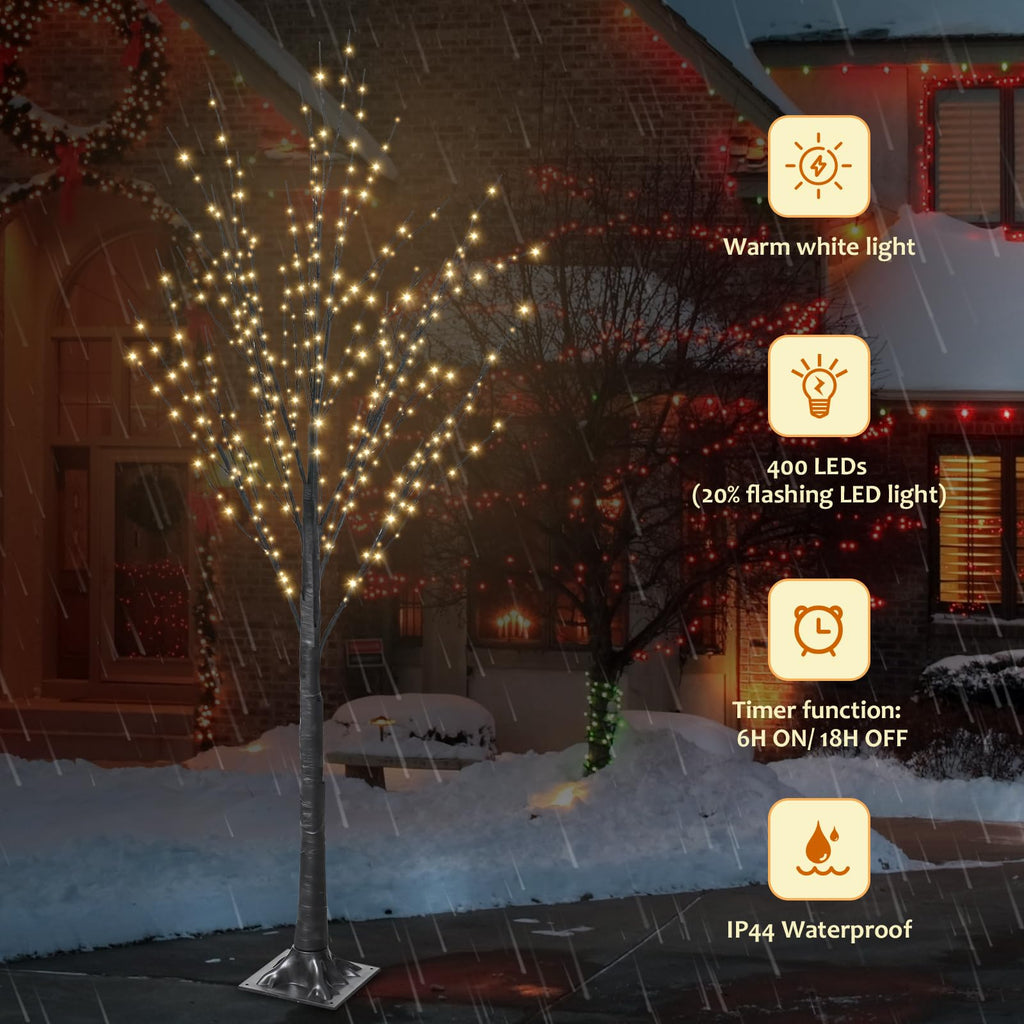 5FT Lighted Birch Tree with 400 LED Warm White Lights U528