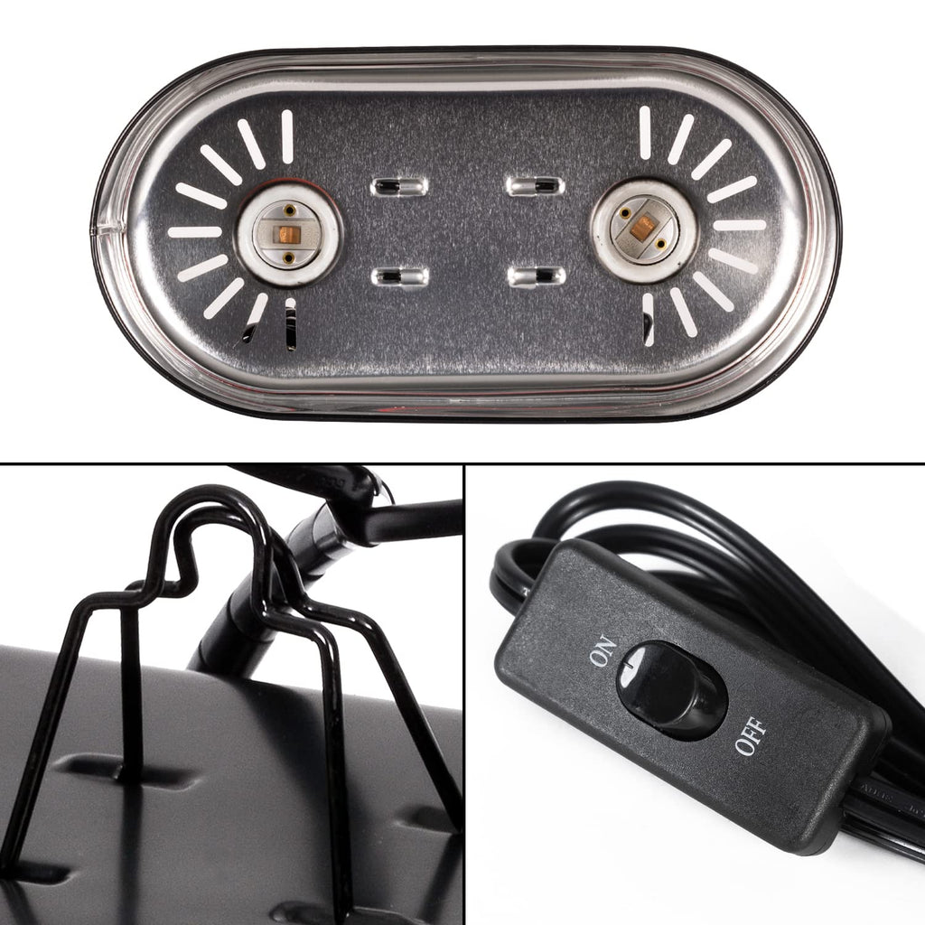 Dual Reptile Light Fixture Heat Lamp Combo Pack 100W UVA UVB Basking Spot Bulb Ceramic Heat Emitter V395