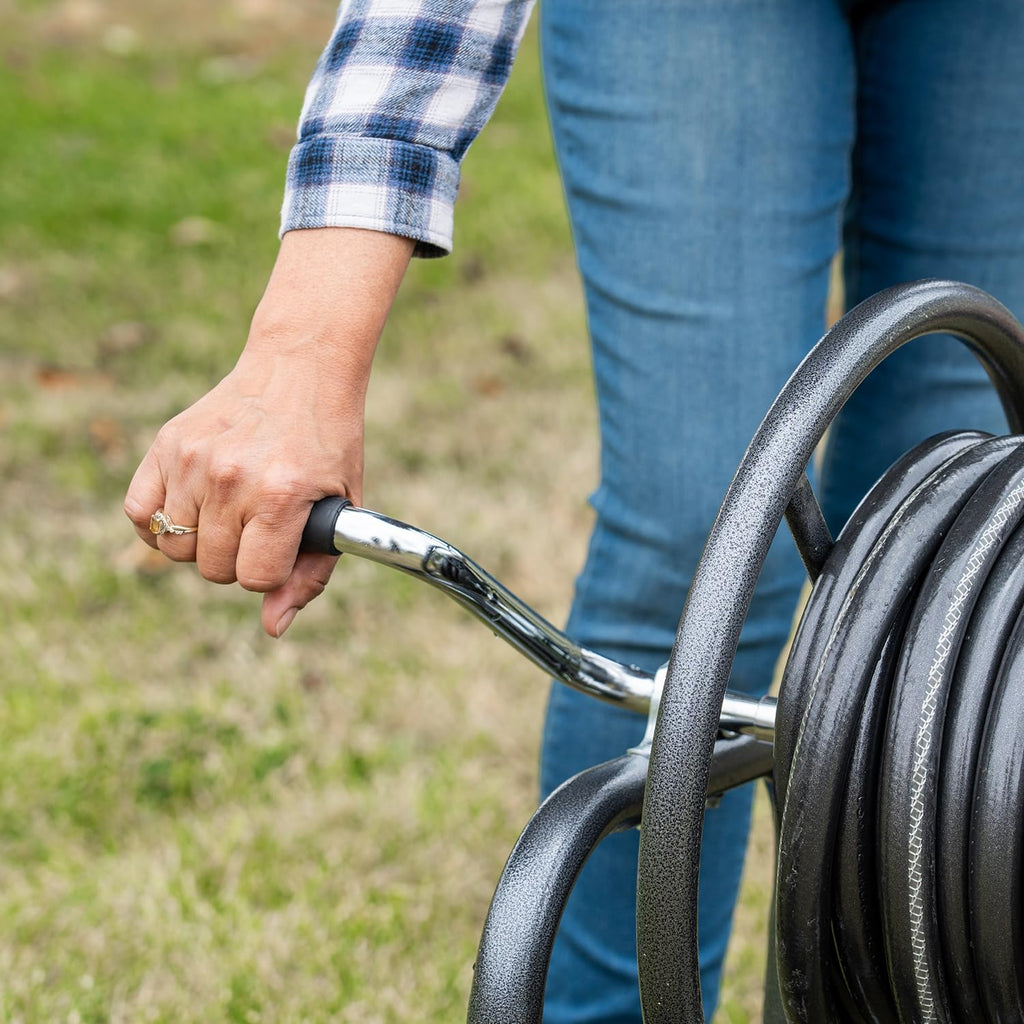 Hose Reel Cart with Wheels, 300-Feet Capacity, Grey P245