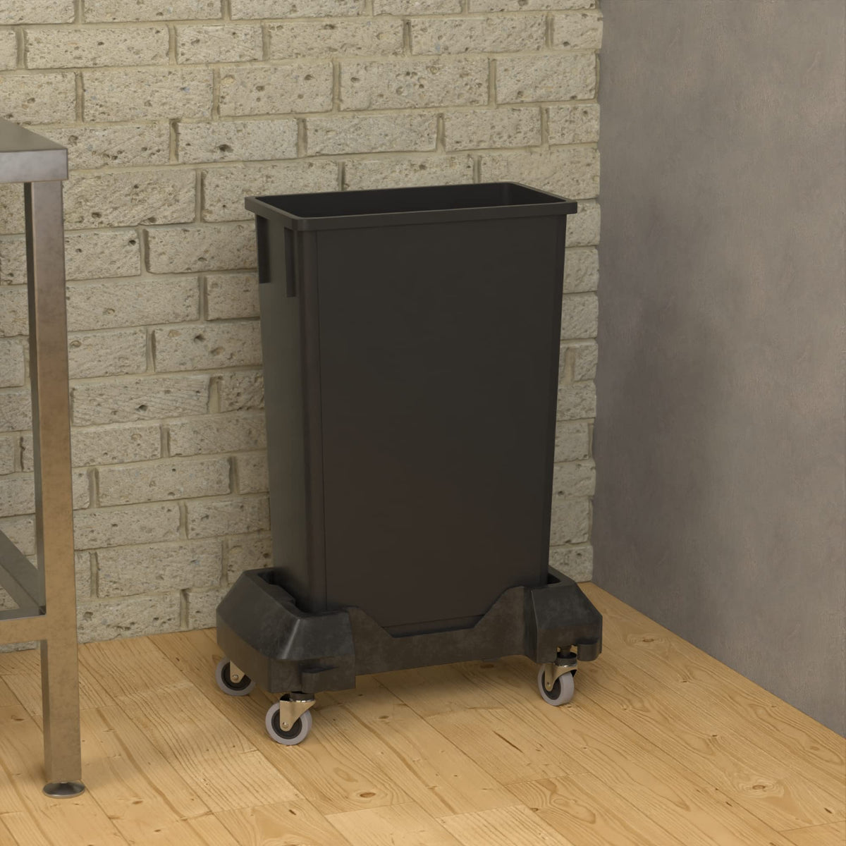 23 Gallon Black Trash Can with Dolly C181