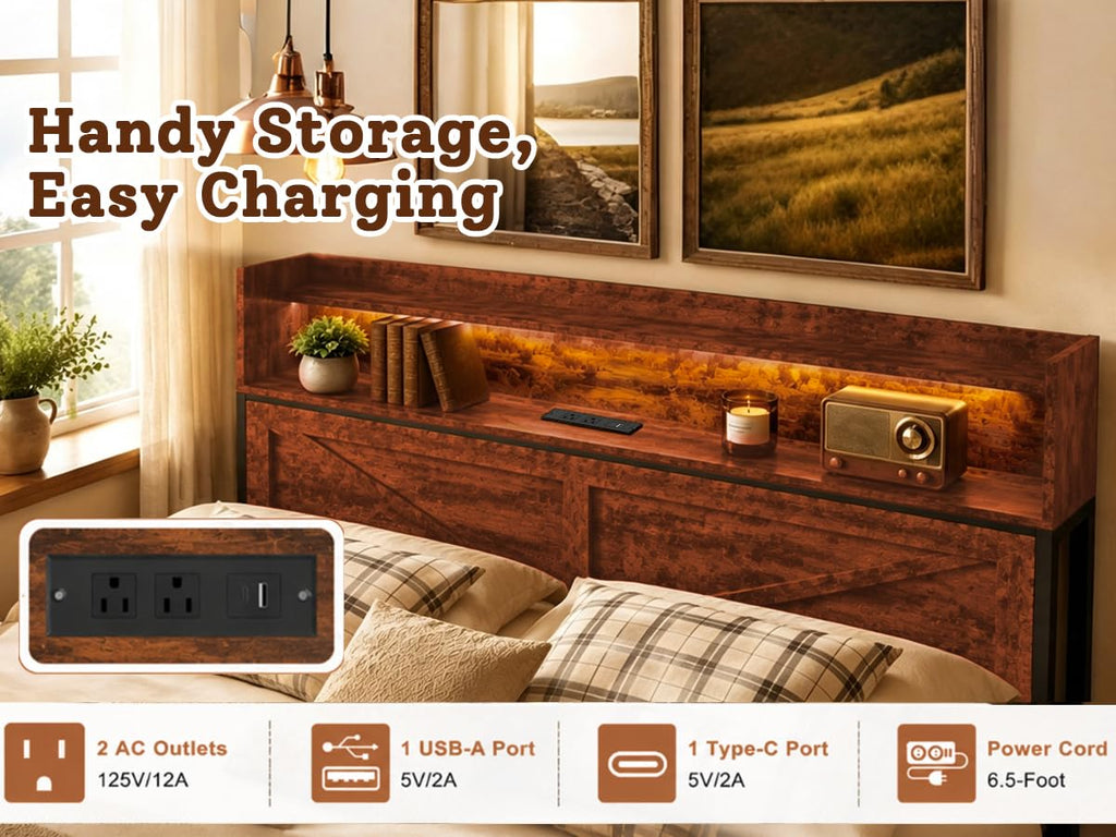 Queen Bed Frame with Storage Headboard Q793