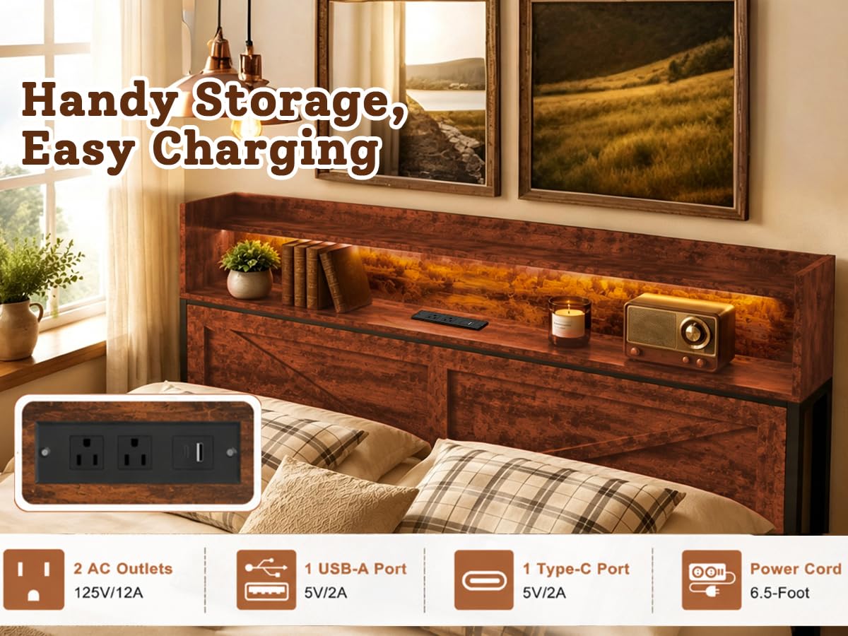 Queen Bed Frame with Storage Headboard Q793