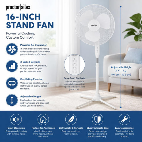 16-Inch 3-Speed Oscillating Pedestal Fan V739695