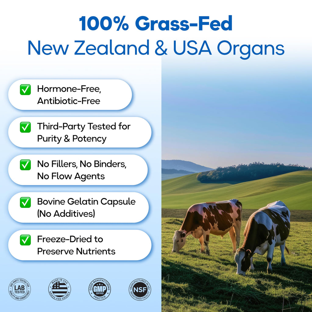 Grass Fed Beef Organ Supplement 3000mg 8 Organs 120 Capsules W7819