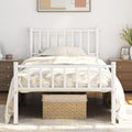 Twin Size White Metal Platform Bed Frame with Spindle Headboard B295