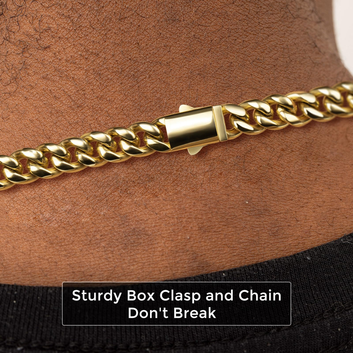 8mm Gold Cuban Link Chain 316L Stainless Steel Necklace U5238