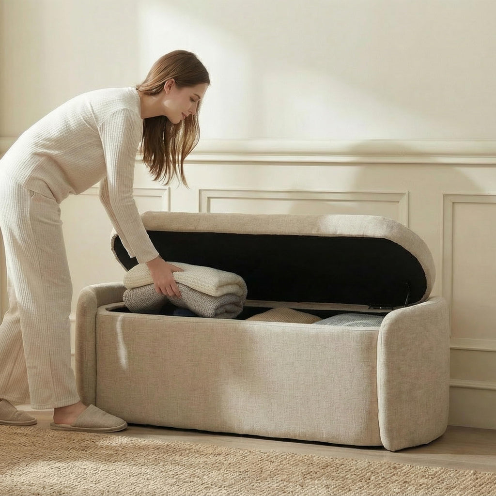 Khaki Upholstered Storage Bench C91280