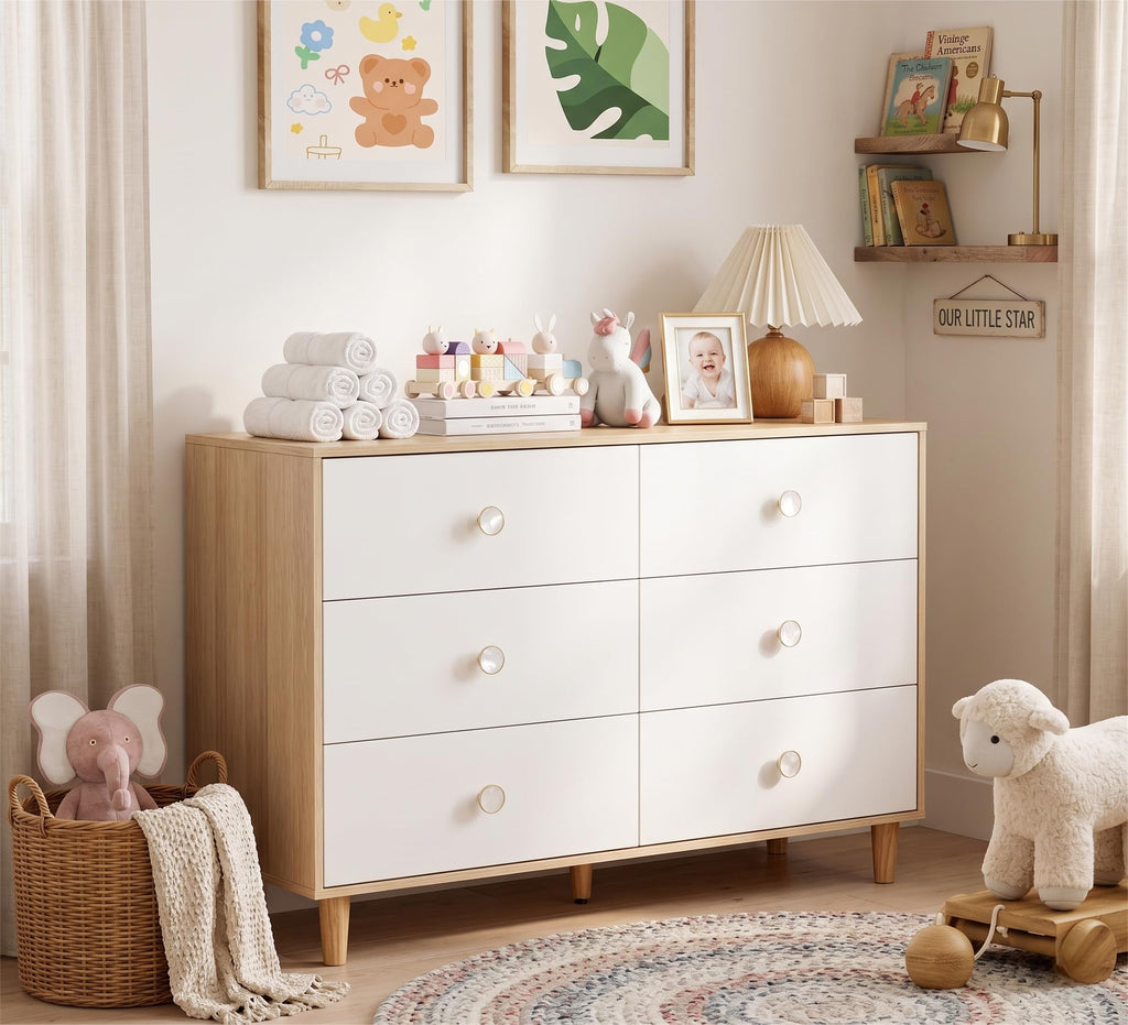 White 6 Drawer Baby Dresser Y481