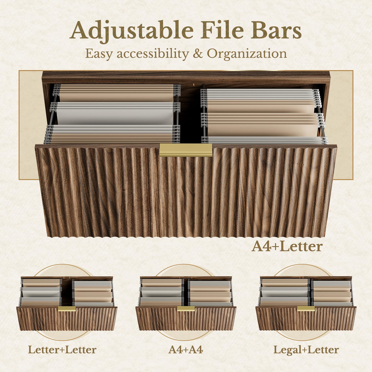 Black Walnut 2 Drawer Fluted Lateral File Cabinet G36286