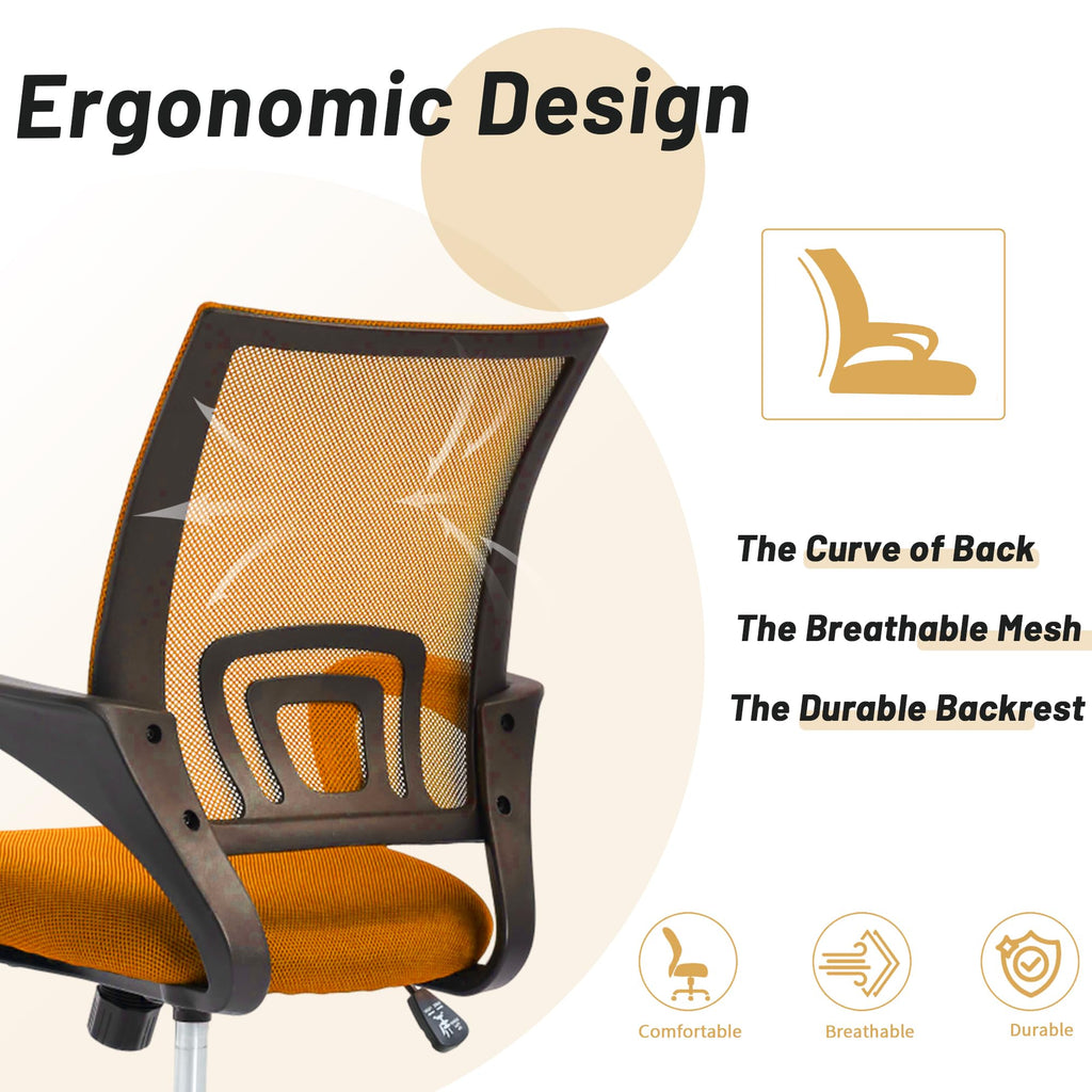 Orange Mesh Ergonomic Office Chair with Lumbar Support B3362