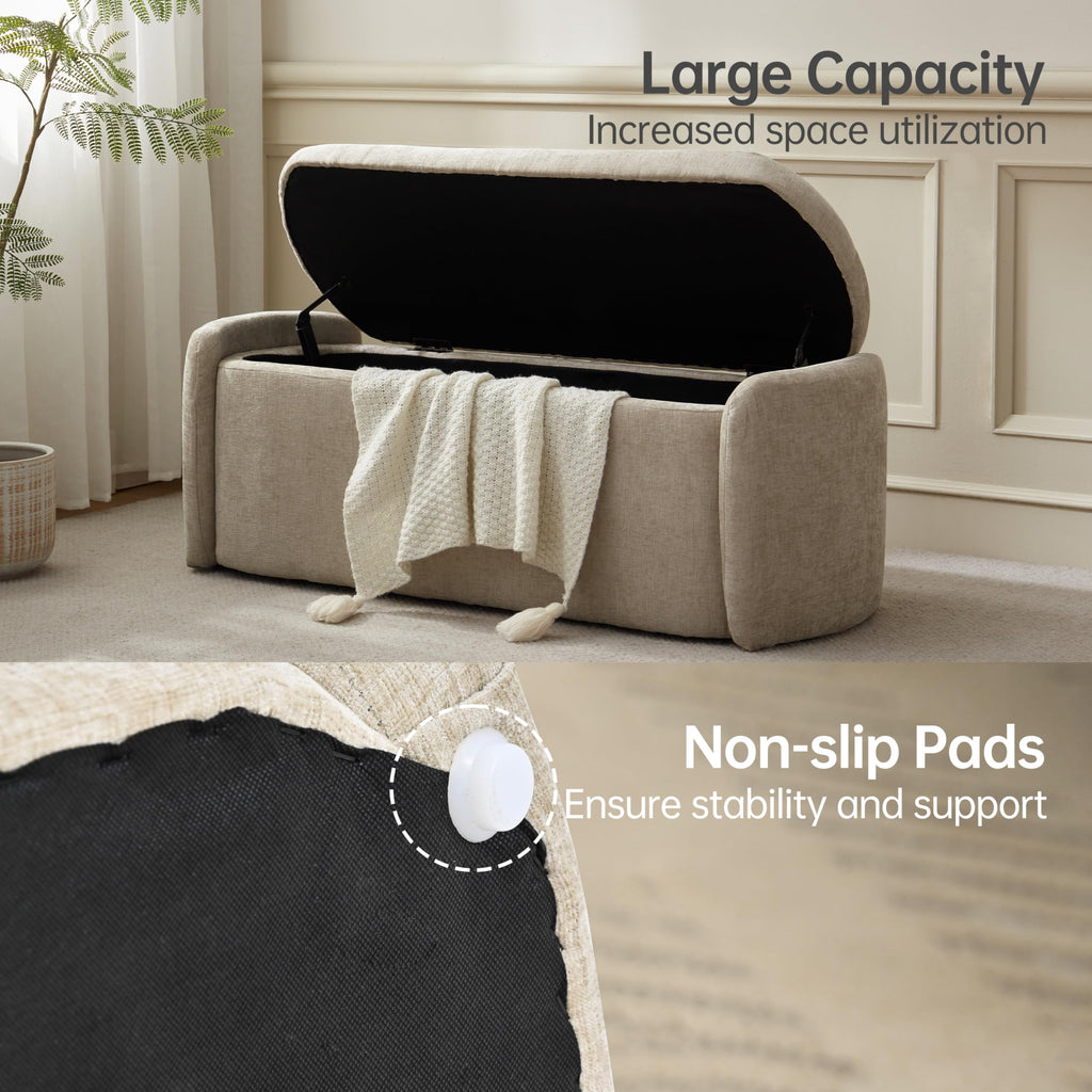 Khaki Upholstered Storage Bench C91280