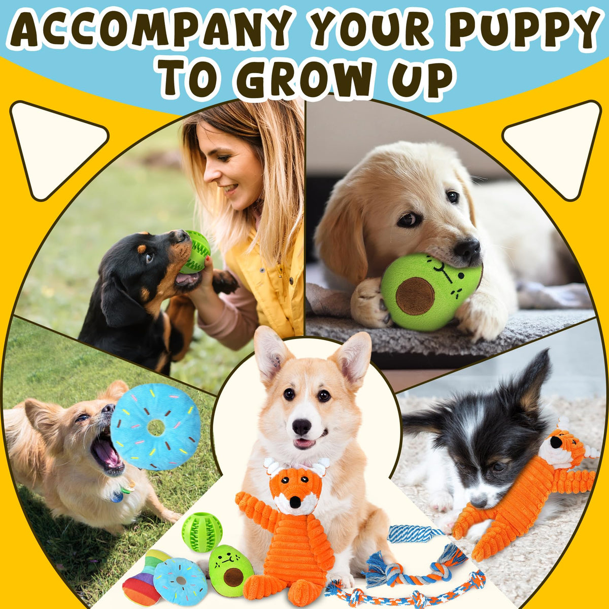9 Pack Puppy Chew Toys with Rope W263656