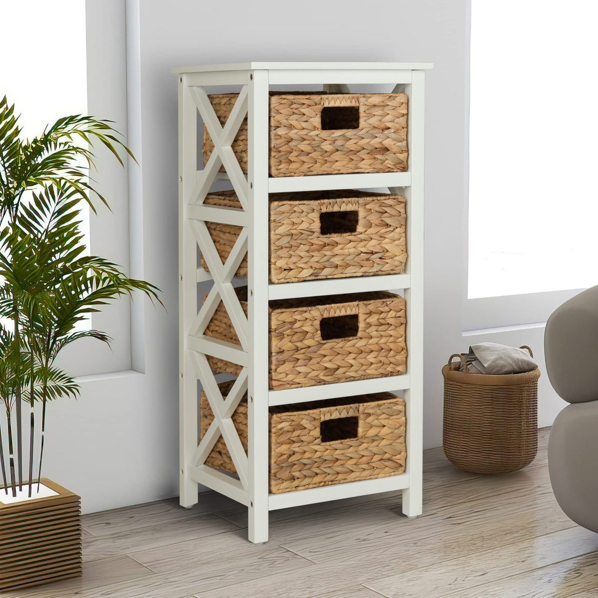 4 Tier X-Side Storage Cabinet White U9792