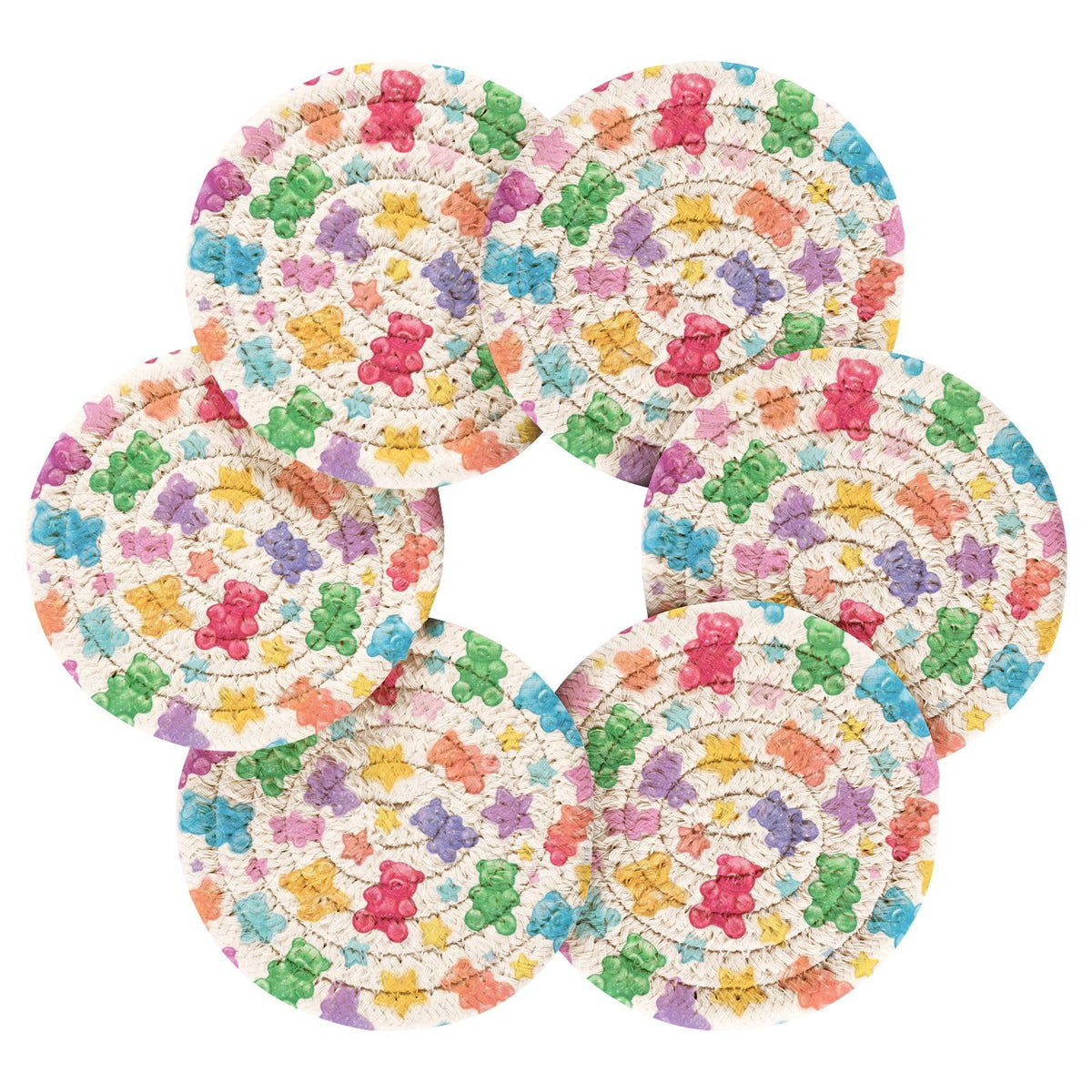 Coasters Set of 6 Colorful Gummy Bears Stars R85634