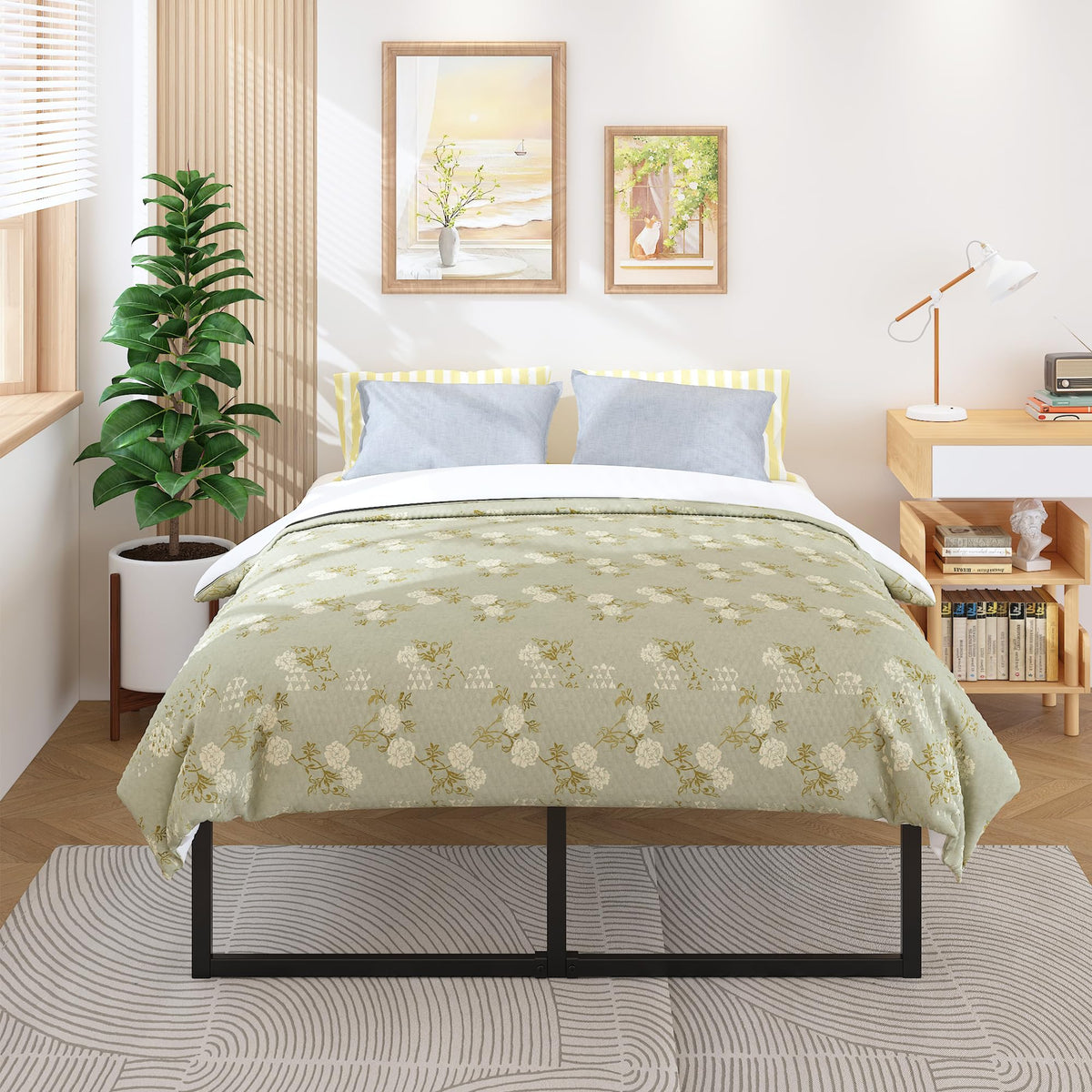 Queen Bed Frame 18 Inch with Steel Slat Support T337