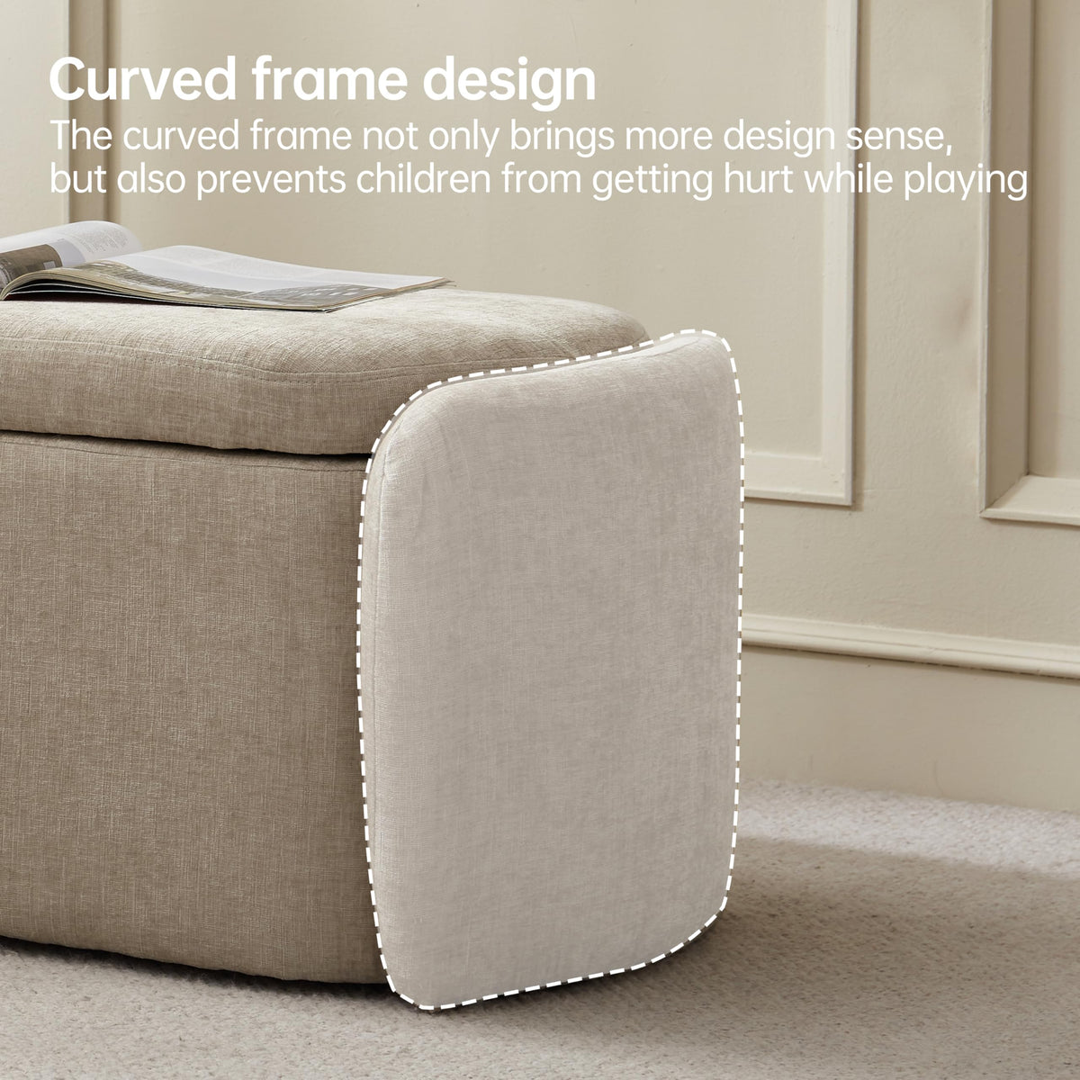 Khaki Upholstered Storage Bench C91280