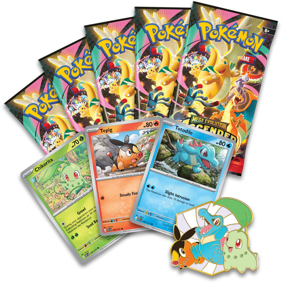 Pokémon TCG 3 Foil Promo Cards 1 Deluxe Pin & 5 Booster Packs S675503