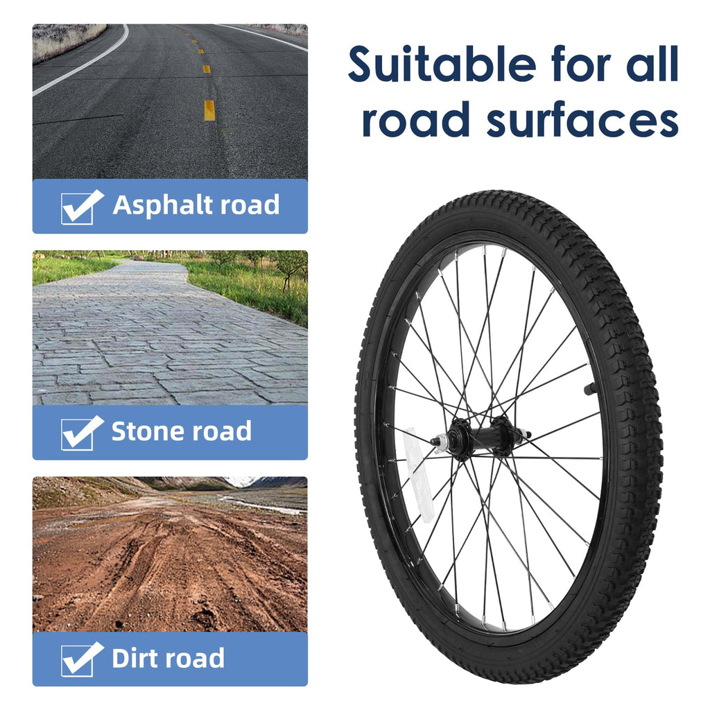 Kids Bike Front Wheels Replacement with Solid Air Rubber Tire and Inner Tube J1869