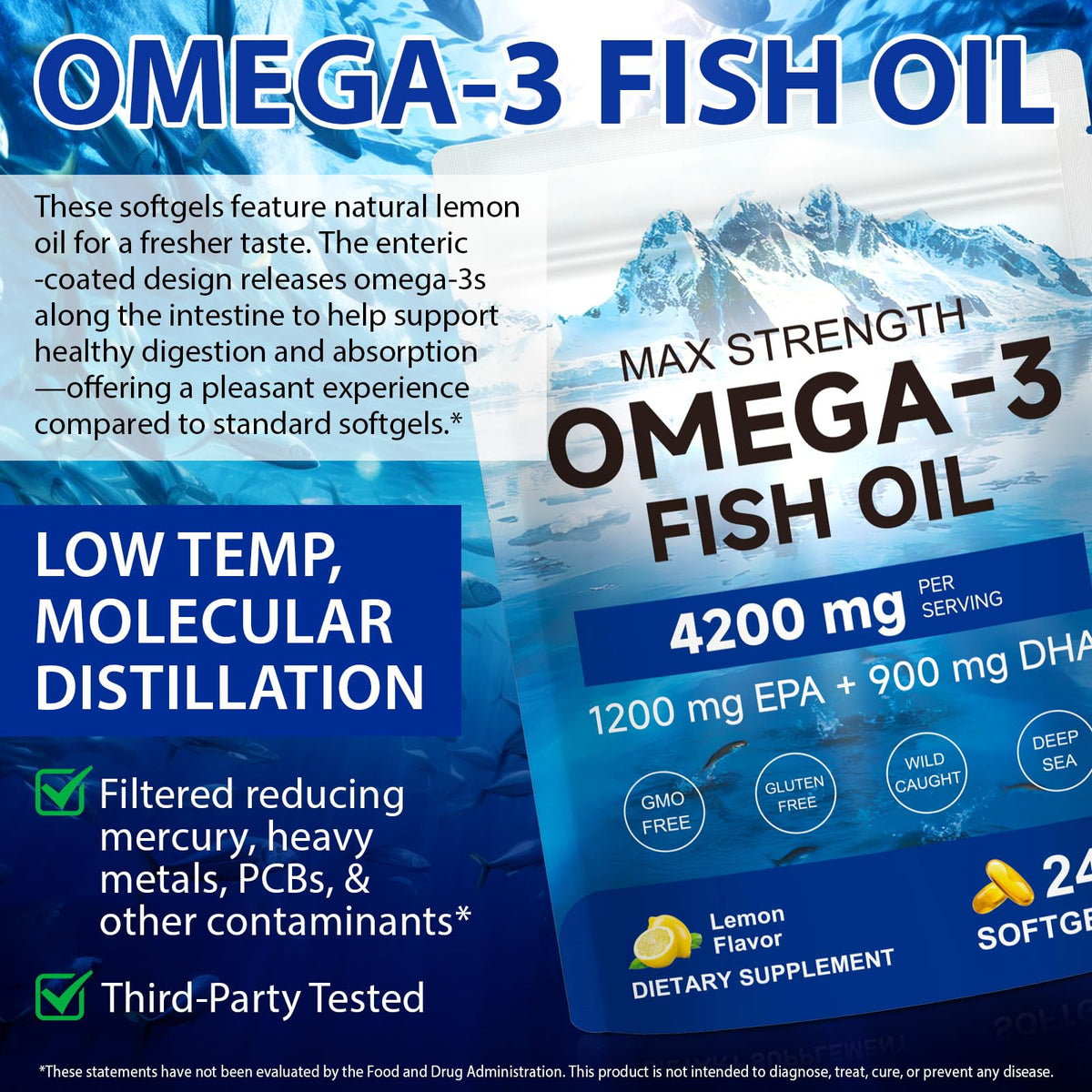 Omega 3 Fish Oil Softgels 4200mg 240 Softgels X205