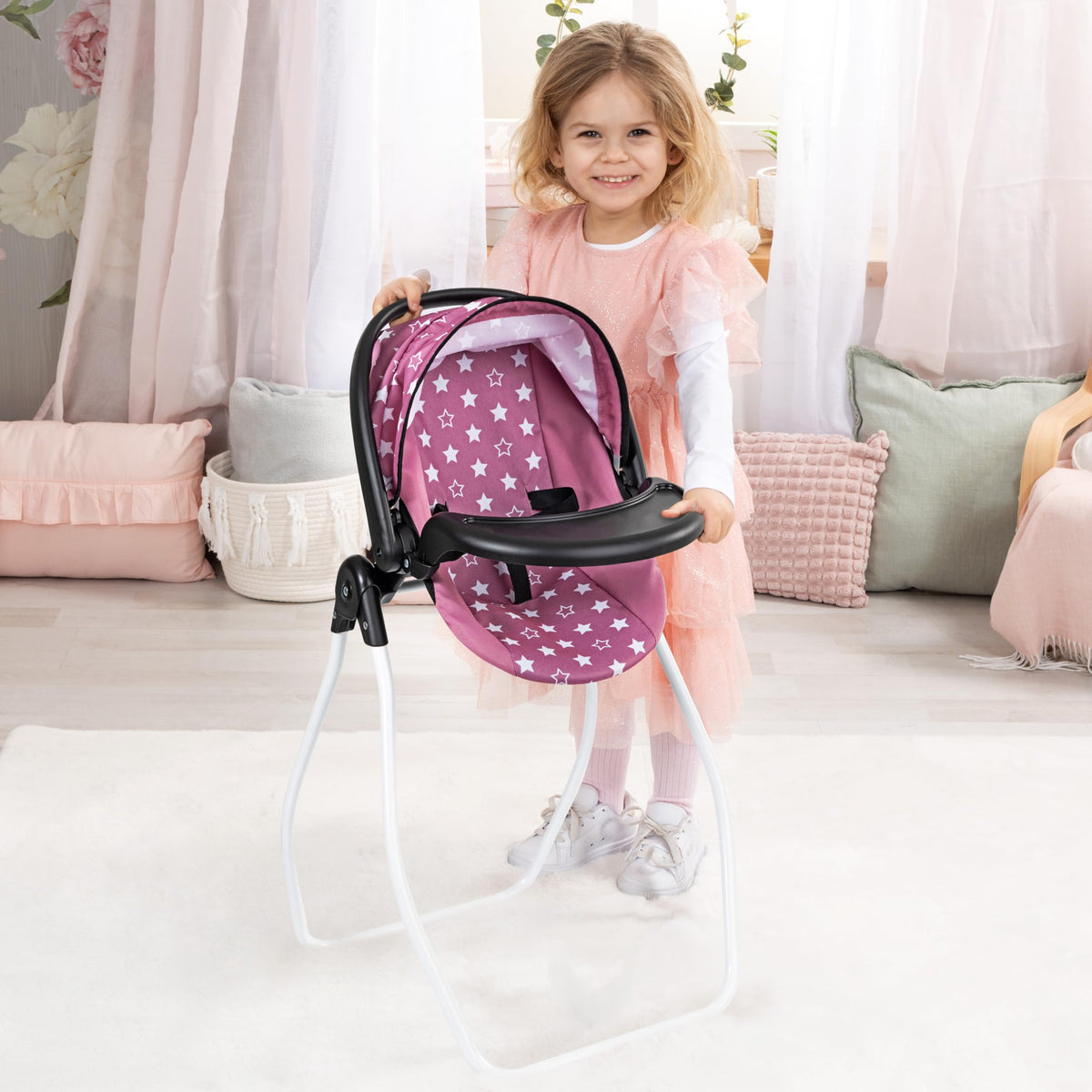 Pink Convertible Highchair & Swing X946