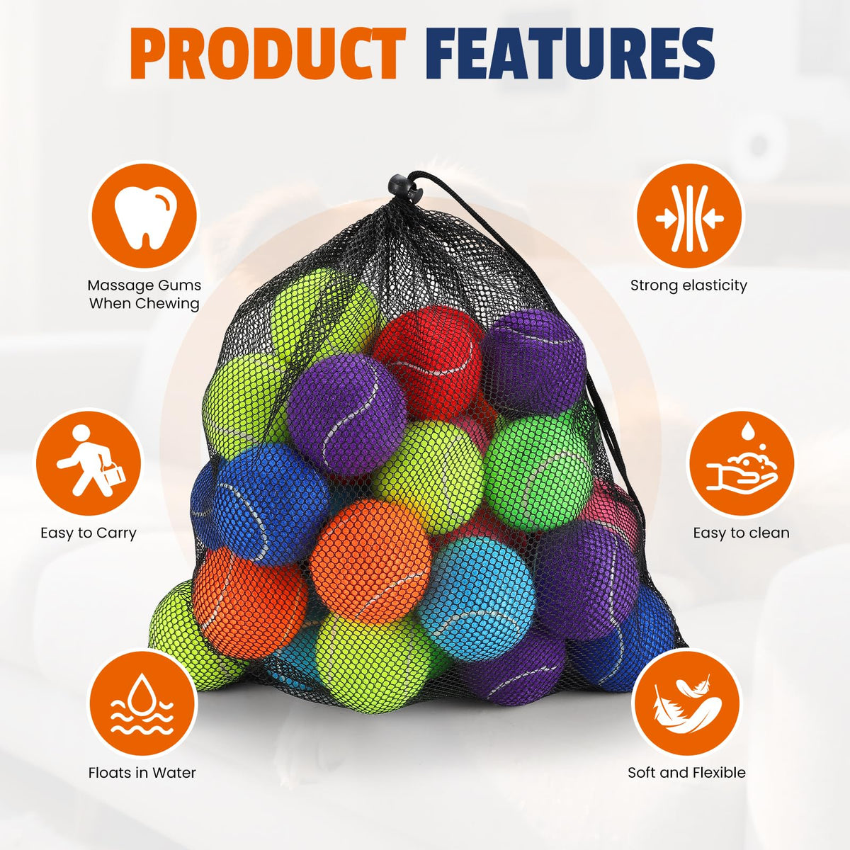 Colorful Tennis Balls for Dogs, 2.5 inches, 16 Pack Y22907