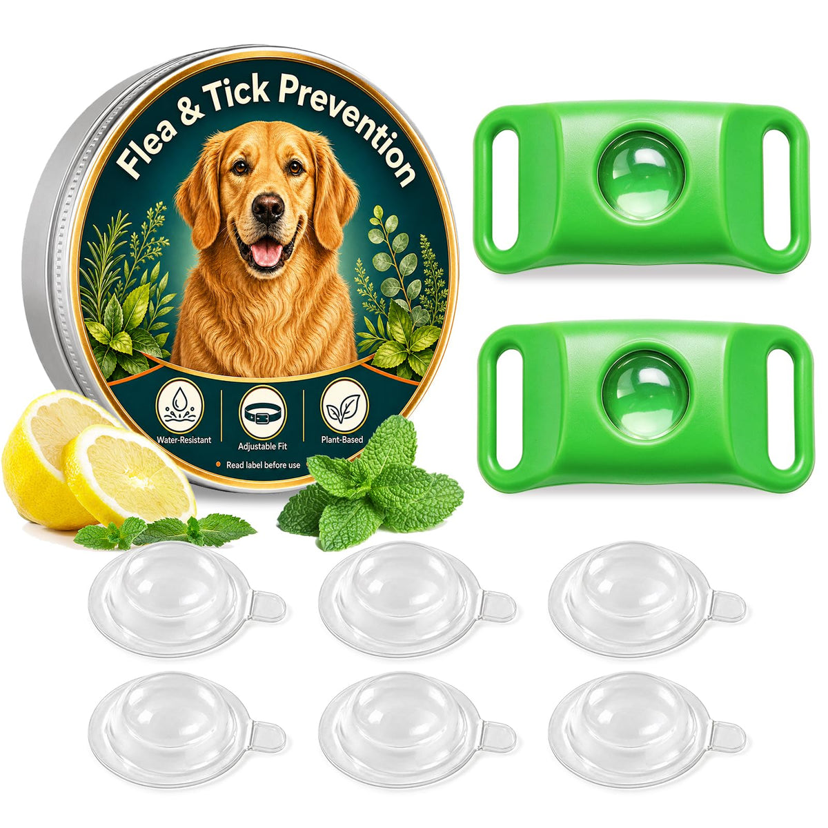 Flea and Tick Prevention Pendant for Dogs with 2 Pendants and 6 Refills Z431815