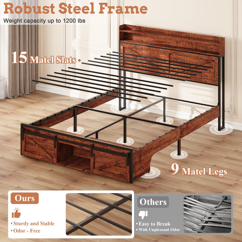 Queen Bed Frame with Storage Headboard Q793