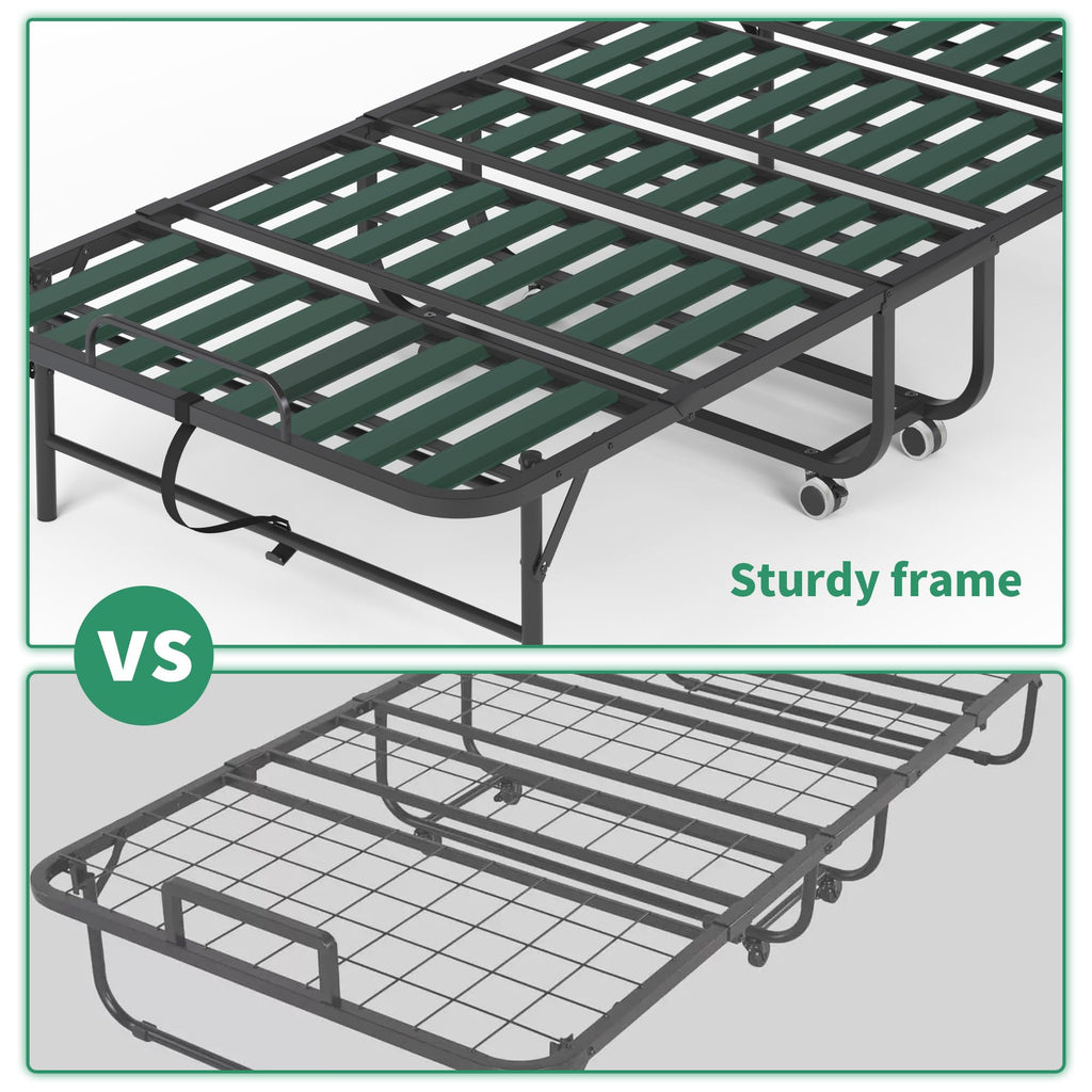 Folding Bed with Mattress, 5-Inch Memory Foam, 500lbs Capacity, Metal Frame, Adjustable Headboard Z765