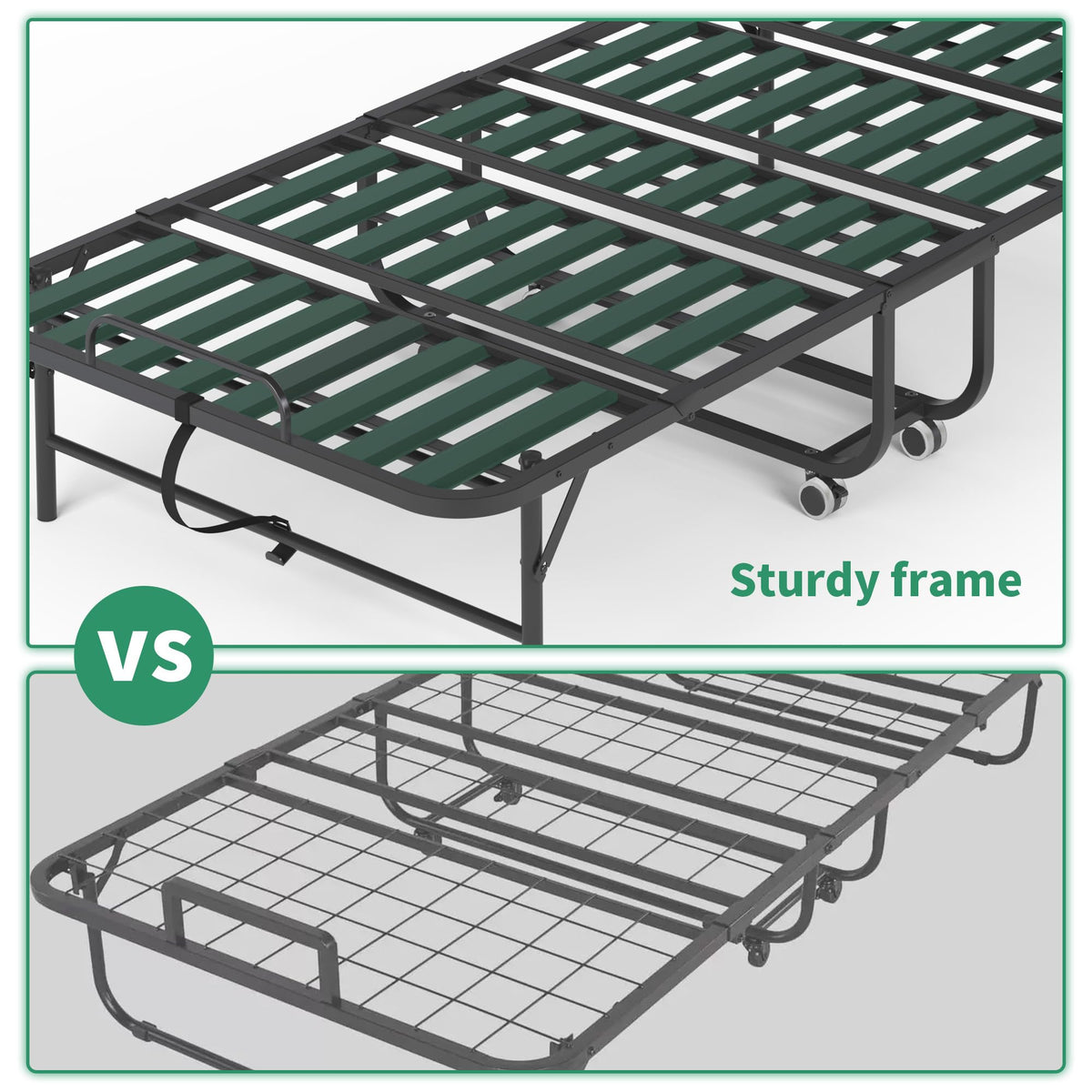 Folding Bed with Mattress, 5-Inch Memory Foam, 500lbs Capacity, Metal Frame, Adjustable Headboard Z765