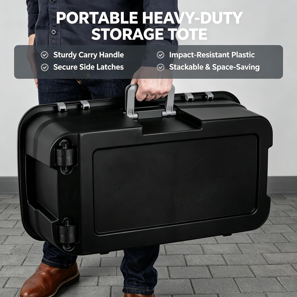 Black 22 Gallon Lockable Wheeled Storage Trunk E5617