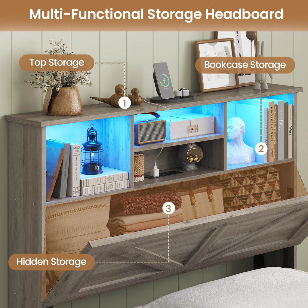 Twin Bed with Bookcase Headboard and 4 Drawers Z33509